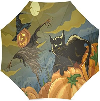 Happy Halloween's Day Gifts Scary Ghosts Pumpkin Custom Folding Portable Outdoor Rain /Sun Umbrella Beach Travel Shade Sunscreen For Women/Men