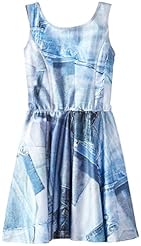 Girls Flared-Skirt General Print Denim/Polyester/Spandex Skater Dress 