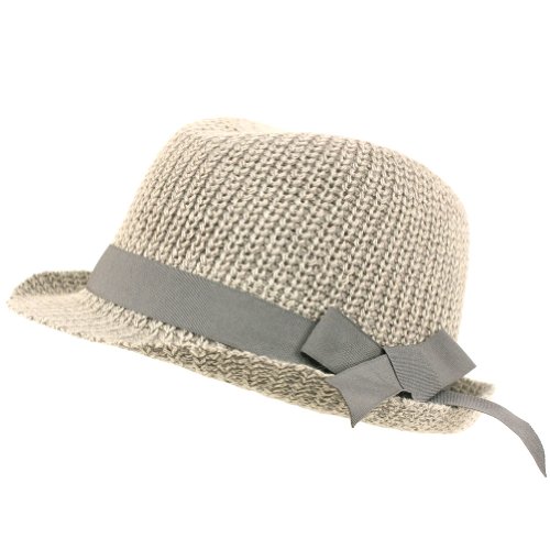 Ladies San Diego Co. Knit Fedora Trilby Lined Hat Gray