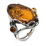 Honey Amber and Sterling Silver Victorian Ring