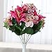 Pink and Mauve Poly Silk Gardenia and Lily Mixed Floral Bush | for Indoor Decor