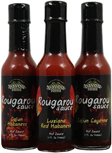 Bayou Blend Rougarou Hot Sauce - South Louisiana Style Cajun Hot Sauce (3 Pack Tester - Cajun Cayenne, Cajun Habanero, Luziana Red Habanero)