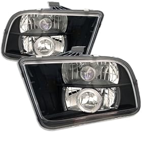 Ford Mustang 05 06 07 08 Projector Halo Headlights - Black (Pair)