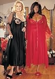 IMAGE OF Shirley of Hollywood Long Gown 2 piece Peignoir Set X3489 (BLACK,2X)