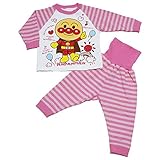 アンパンマン パジャマ ミニ裏毛 ボーダ- 腹巻付き 長袖 はらまき パジャマ Anpanman j-oa2875 90cm ピンク