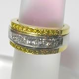 14K Two-Tone Gold Natural Yellow and White Diamond Ring - 1.66 Ct.