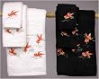 Best Wedding Gift Idea < 200 - 7pc. Japanese Lucky Koi Luxury Cotton Bath Towel Set - WHT or BLK