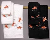Best Wedding Gift Idea < 200 - 7pc. Japanese Lucky Koi Luxury Cotton Bath Towel Set - WHT or BLK