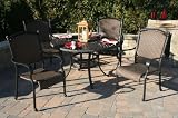 The Antolini Collection 4-Person All Weather Wicker Cast Aluminum Patio Furniture Dining Set