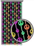 Beaded Curtains - Black Light Reactive Neon Peace Sign Door Beads #60929