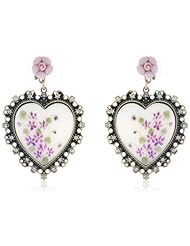 Betsey Johnson "Vintage Bows" Floral Printed Heart Drop Earrings