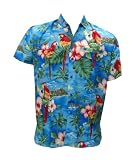 Parrot attractif imprimé Aloha chemise hawaïenne pour les hommes XXL Cadeau Saint - Valentine