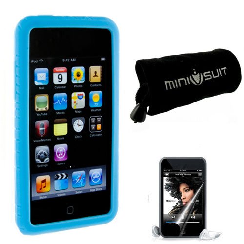 (9 Colors Option) Apple iPod Touch 3rd Generation Silicone skin case cover for iPod Touch 2G 3G, iTouch 8GB, 16GB, 32GB, 64GB + LCD protector + MiniSuit Bag