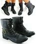 Woman Flat Lace Up Army Biker Ankle Black/Brown/Grey Ladies Military Boots Size 3 4 5 6 7 8