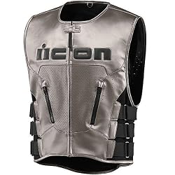 Icon Regulator Hayabusa Men's Leather Sportsbike Motorcycle Vest - Stainless