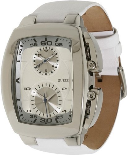 GUESS White Leather Strap Watch