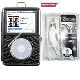 Black Metal Case Holder for Apple Ipod Video 30gb + Naztech Car Charger for Apple Ipod