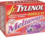 Tylenol Jr. Fever Reducer/Pain Reliever Meltaways, Ages 6 to 11, 160 mg, Grape Punch, 24-Count Boxes (Pack of 4)