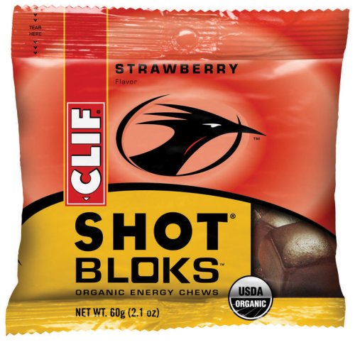 Clif Shot Bloks Organic Energy Chews, Strawberry, 2.1-Ounce Bags (Pack of 12)