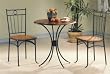 3pc Bistro Metal & Wood Dining Tea Table & 2 Chairs Set