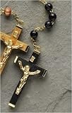 Black Wood Beaded Rosary With 7MM Glass Beads 20 #35818