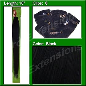 18 Inch Highlight Streaks Black Pro Extensions Premier Human Hair Extensions 18