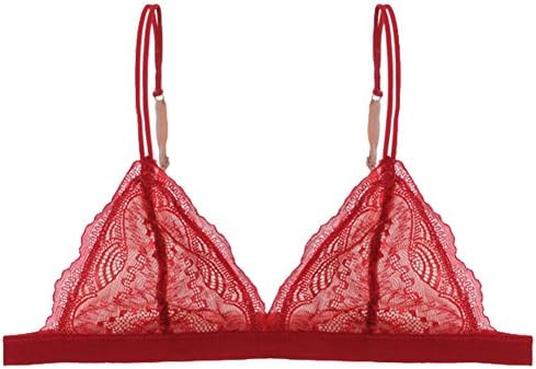 Floral Lace Bralette Triangle Bustier Bra Hook Contrast Band Back Straps Cami