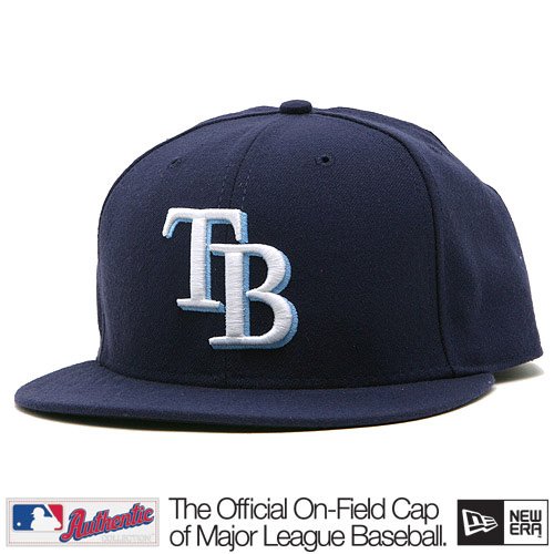 New Era 59Fifty MLB On Field Tampa Bay Rays Blue White Tb Logo Game Fitted Cap Hat 7 1/2