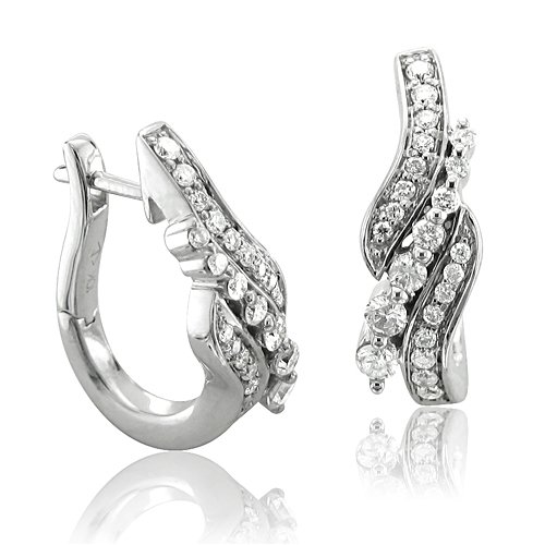 10k White Gold Huggies Hoop Diamond Earrings (HI, I, 0.52 carat)