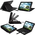 iGadgitz Nero Eco Pelle Custodia Case Cover Protezione per Asus Eee Pad Transformer Prime & Keyboard Dock TF201 10.1" Android Tablet