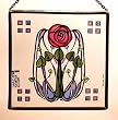 Charles Rennie Mackintosh Rose and Leaves Stained Glass Square