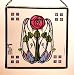 Charles Rennie Mackintosh Rose and Leaves Stained Glass Square