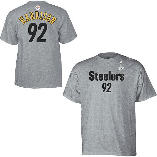 Reebok Pittsburgh Steelers James Harrison Super Bowl XLV Name & Number T-Shirt Large