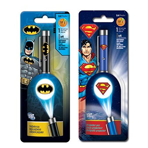 Batman and Superman Projector Pens, Bundle of 2 Super Hero Pens