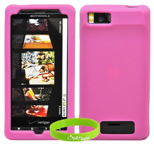 CrazyOnDigital Accessories Pink Silicon Skin Case Protector for New Motorola Droid X Xtreme MB810 Wireless Cell Phone