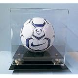 Soccer Ball Display Case with Gold Risers