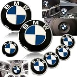 1999-2005 BMW E46 M3 323 325 328 330 335 Blue Emblems with Wheel Caps Set