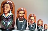 Russian Poets Writers Nesting Doll Pushkin Tolstoy Chekhov Dostoevsky Turgenev 5 Pcs / 7 in #DSCI 55 71