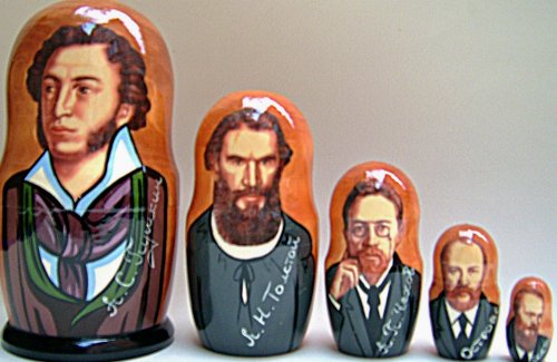 Childrens Toyshop  Toys : Russian Poets Writers Nesting Doll Pushkin Tolstoy Chekhov Dostoevsky Turgenev 5 Pcs / 7 in #DSCI 55 71