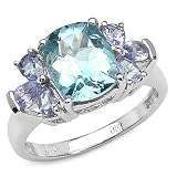 4.70CaratGenuineBlueTopazandTanzaniteCombinationSilverRing