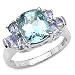 4.70 Carat Genuine Blue Topaz and Tanzanite Combination Silver Ring