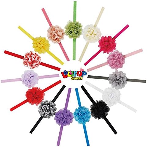 Lollipopsweet Baby Girl Elastic Headband with Hairbows (15color/pack)