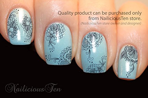Fishnet Fine Floral Lace Nail Wraps Art Water Transfer Decal So Beautiful 20pcs by NailciousTen - ST8113