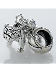 Bulldog, Sterling Silver Med Charm Dangle Bead