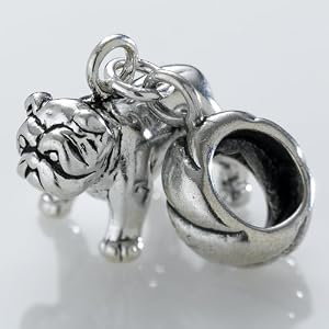 Sterling Silver Med Bulldog Charm Bead Fits European, Large Hole