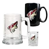 NHL Phoenix Coyotes 15-Ounce Tankard, 15-Ounce Ceramic Mug & 2-Ounce Shot Glass Set - Primary Logo