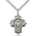 Sterling Silver 5-Way / Navy Pendant 1 1/4 x 1 inches with Heavy Curb Chain