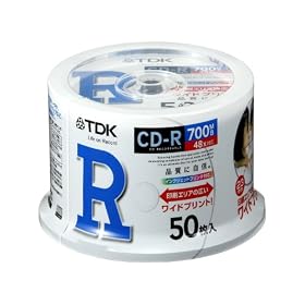 TDK �f�[�^�pCD-R 700MB 48�{���Ή� �z���C�g���C�h�v�����^�u�� 50���|�b�g�P�[�X CD-R80PWDX50PA