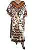 Boho Gypsy Brown Kaftan Dress Lounger Wear Floral Printed Satin Caftan Dress