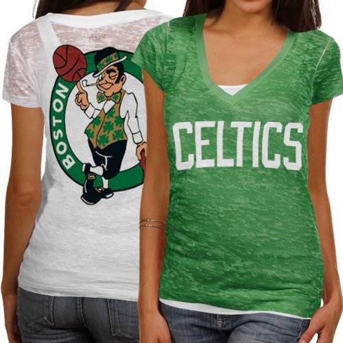 Touch by Alyssa Milano Boston Celtics Ladies Kelly Green-White Superfan Sublimated Sheer Burnout Premium T-shirt (Small)